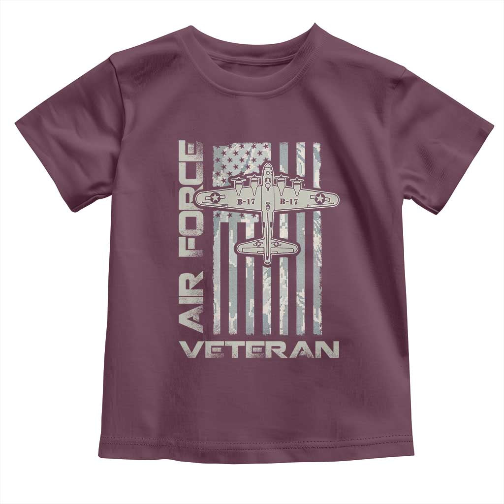 Air Force Veteran Toddler T Shirt Vintage Camo USA Flag Veterans TS10 Maroon Print Your Wear