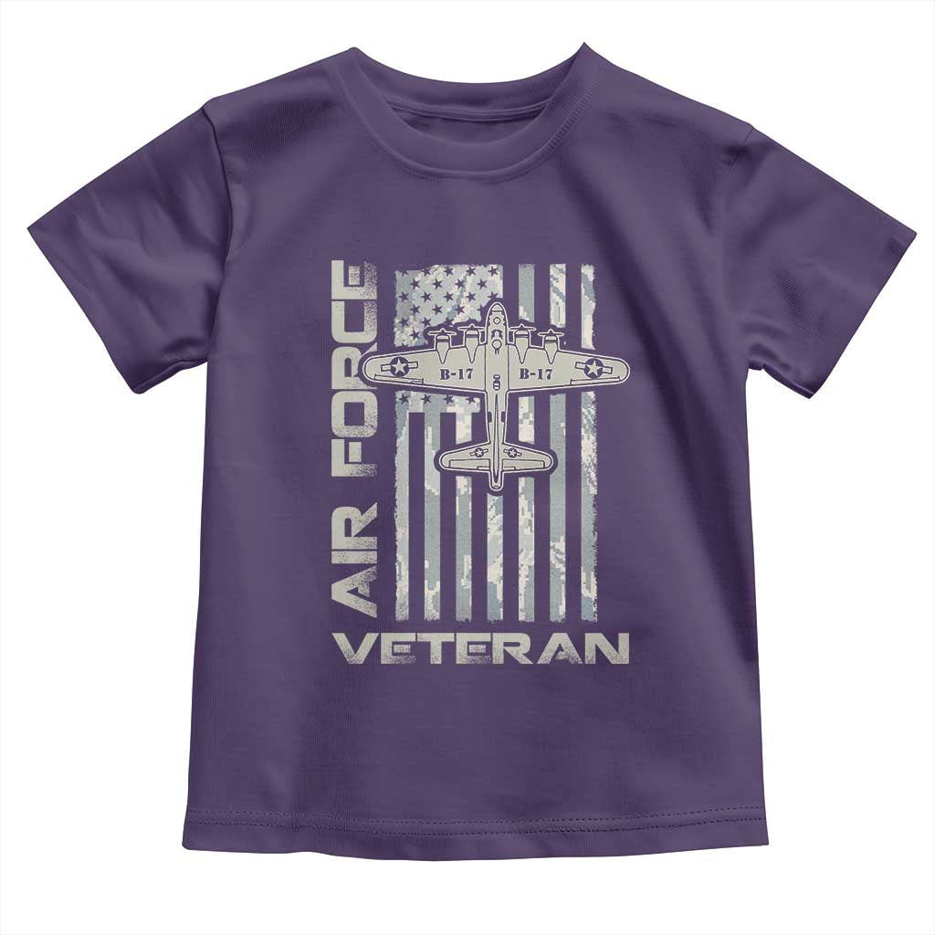 Air Force Veteran Toddler T Shirt Vintage Camo USA Flag Veterans TS10 Purple Print Your Wear