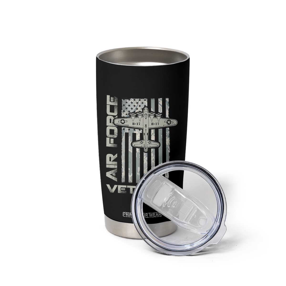 Air Force Veteran Tumbler Cup Vintage Camo USA Flag Veterans TS10 Print Your Wear