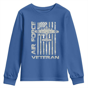 Air Force Veteran Youth Sweatshirt Vintage Camo USA Flag Veterans TS10 Royal Blue Print Your Wear