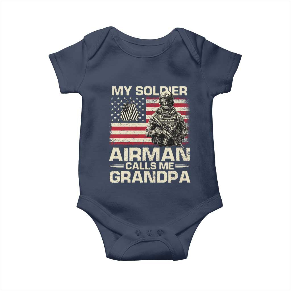 Proud Air Force Grandpa Baby Onesie My Soldier Airman Calls Me Grandpa US Flag TS10 Navy Print Your Wear
