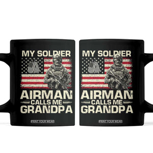 Proud Air Force Grandpa Coffee Mug My Soldier Airman Calls Me Grandpa US Flag TS10 Black Print Your Wear