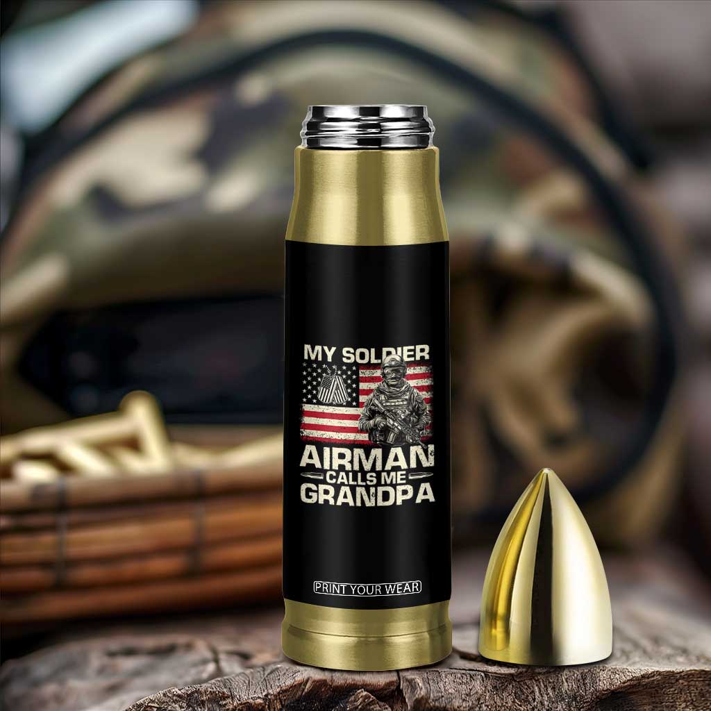 Proud Air Force Grandpa Bullet Tumbler My Soldier Airman Calls Me Grandpa US Flag TS10 Print Your Wear
