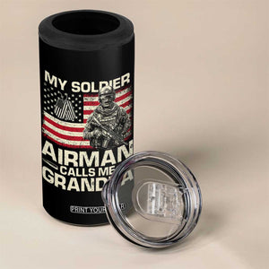Proud Air Force Grandpa 4 in 1 Can Cooler Tumbler My Soldier Airman Calls Me Grandpa US Flag TS10 Print Your Wear