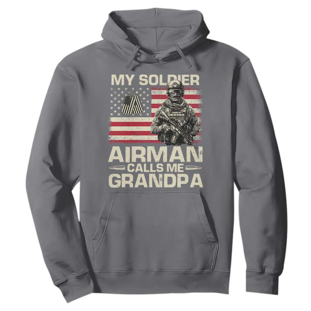 Proud Air Force Grandpa Hoodie My Soldier Airman Calls Me Grandpa US Flag TS10 Charcoal Print Your Wear