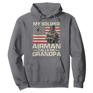 Proud Air Force Grandpa Hoodie My Soldier Airman Calls Me Grandpa US Flag TS10 Charcoal Print Your Wear