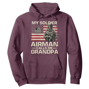 Proud Air Force Grandpa Hoodie My Soldier Airman Calls Me Grandpa US Flag TS10 Maroon Print Your Wear