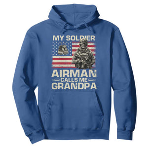 Proud Air Force Grandpa Hoodie My Soldier Airman Calls Me Grandpa US Flag TS10 Royal Blue Print Your Wear
