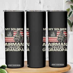 Proud Air Force Grandpa Skinny Tumbler My Soldier Airman Calls Me Grandpa US Flag TS10 Print Your Wear