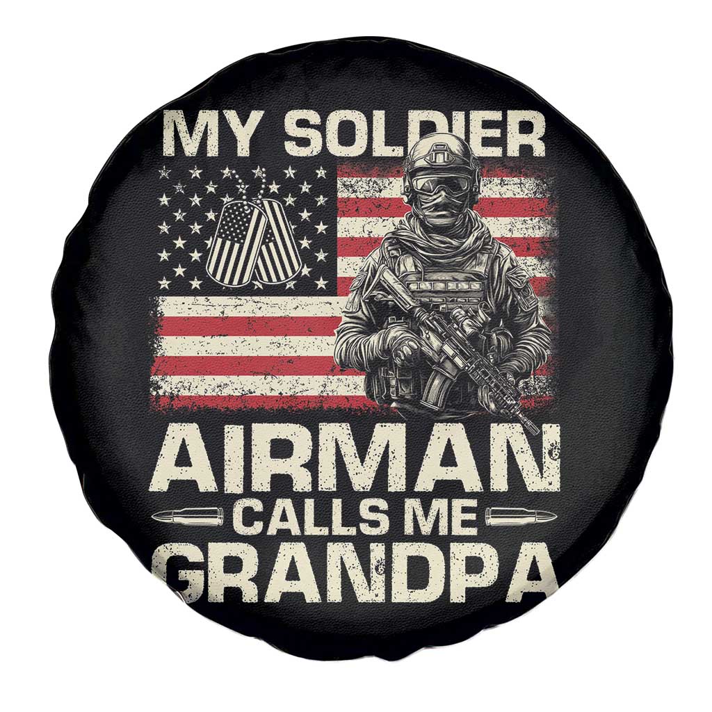 Proud Air Force Grandpa Spare Tire Cover My Soldier Airman Calls Me Grandpa US Flag TS10 Print Your Wear