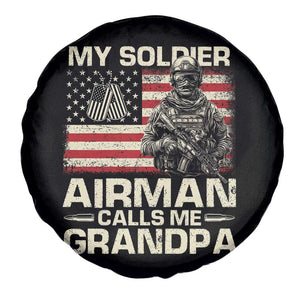 Proud Air Force Grandpa Spare Tire Cover My Soldier Airman Calls Me Grandpa US Flag TS10 Print Your Wear