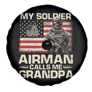 Proud Air Force Grandpa Spare Tire Cover My Soldier Airman Calls Me Grandpa US Flag TS10 Print Your Wear