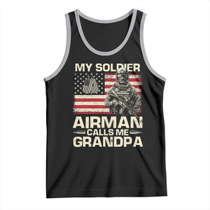 Proud Air Force Grandpa Tank Top My Soldier Airman Calls Me Grandpa US Flag TS10 Black Athletic Heather Print Your Wear