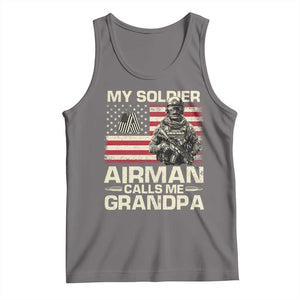 Proud Air Force Grandpa Tank Top My Soldier Airman Calls Me Grandpa US Flag TS10 Deep Heather Print Your Wear