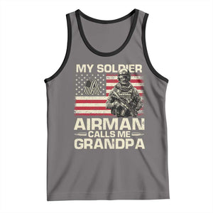 Proud Air Force Grandpa Tank Top My Soldier Airman Calls Me Grandpa US Flag TS10 Deep Heather Black Print Your Wear
