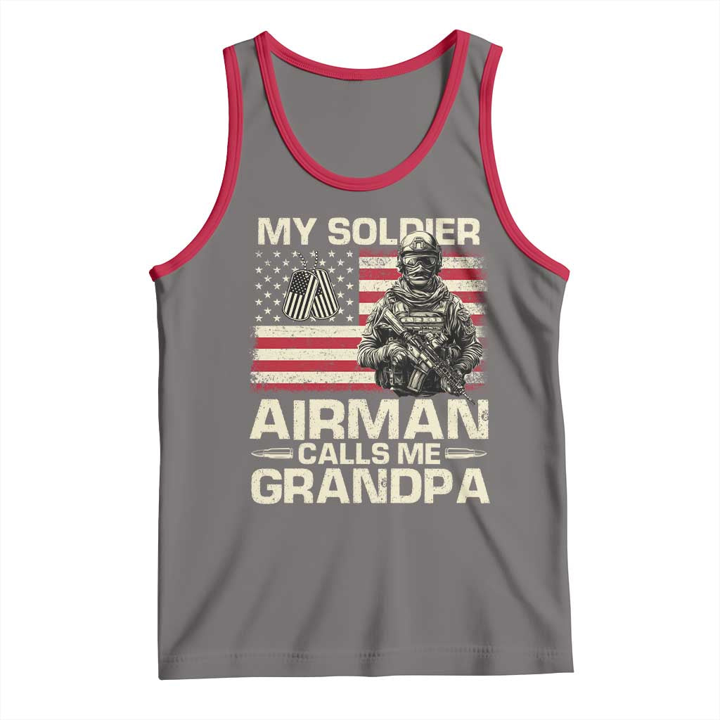 Proud Air Force Grandpa Tank Top My Soldier Airman Calls Me Grandpa US Flag TS10 Deep Heather Red Print Your Wear