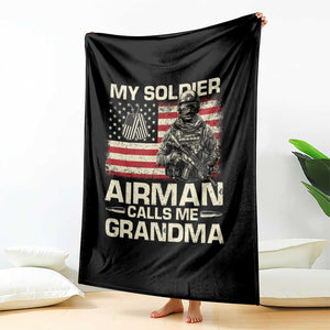Proud Air Force Grandma Throw Blanket My Soldier Airman Calls Me Grandma US Flag TS10 Print Your Wear