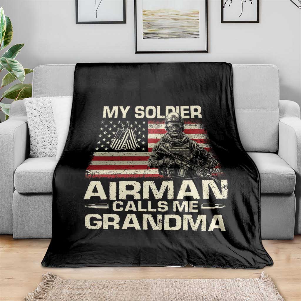 Proud Air Force Grandma Throw Blanket My Soldier Airman Calls Me Grandma US Flag TS10 Print Your Wear