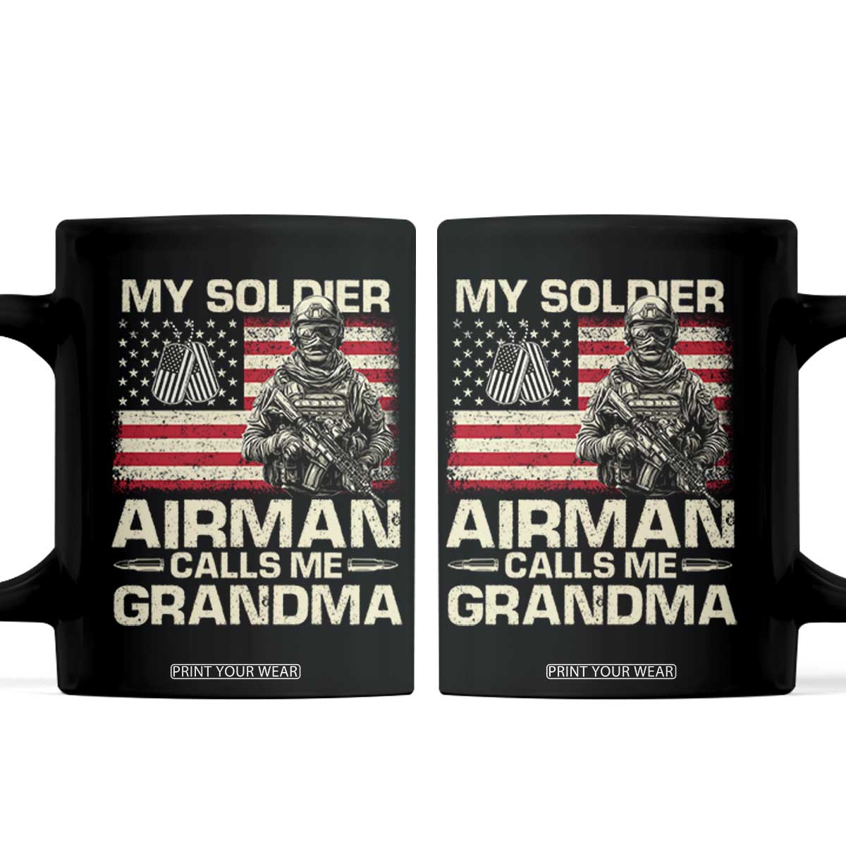 Proud Air Force Grandma Coffee Mug My Soldier Airman Calls Me Grandma US Flag TS10 Black Print Your Wear
