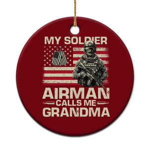 Proud Air Force Grandma Ceramic Ornament My Soldier Airman Calls Me Grandma US Flag TS10 1pc Red Print Your Wear