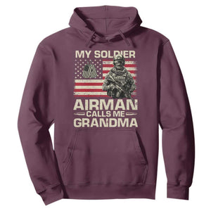 Proud Air Force Grandma Hoodie My Soldier Airman Calls Me Grandma US Flag TS10 Maroon Print Your Wear