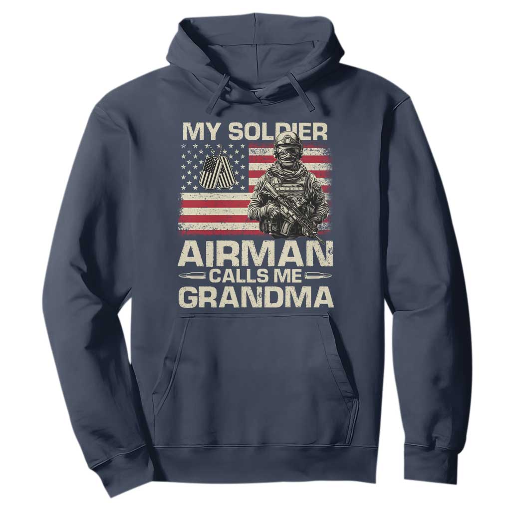 Proud Air Force Grandma Hoodie My Soldier Airman Calls Me Grandma US Flag TS10 Navy Print Your Wear