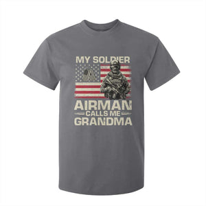 Proud Air Force Grandma T Shirt For Kid My Soldier Airman Calls Me Grandma US Flag TS10 Charcoal Print Your Wear