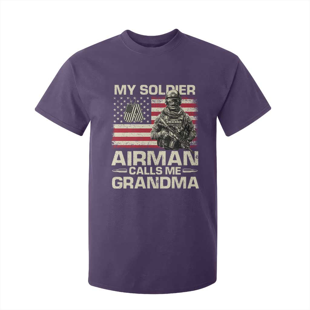 Proud Air Force Grandma T Shirt For Kid My Soldier Airman Calls Me Grandma US Flag TS10 Purple Print Your Wear