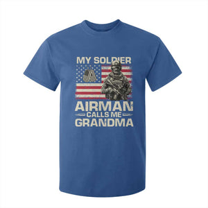 Proud Air Force Grandma T Shirt For Kid My Soldier Airman Calls Me Grandma US Flag TS10 Royal Blue Print Your Wear