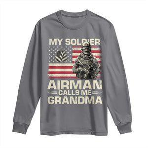 Proud Air Force Grandma Long Sleeve Shirt My Soldier Airman Calls Me Grandma US Flag TS10 Charcoal Print Your Wear