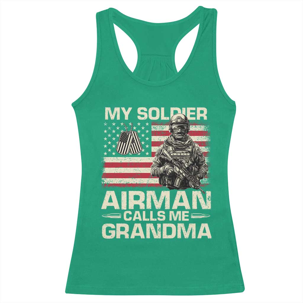 Proud Air Force Grandma Racerback Tank Top My Soldier Airman Calls Me Grandma US Flag TS10 Irish Green Print Your Wear