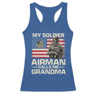 Proud Air Force Grandma Racerback Tank Top My Soldier Airman Calls Me Grandma US Flag TS10 Royal Blue Print Your Wear