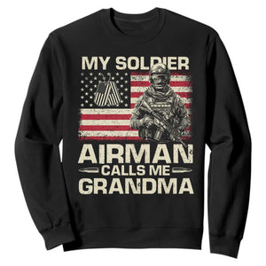 Proud Air Force Grandma Sweatshirt My Soldier Airman Calls Me Grandma US Flag TS10 Black Print Your Wear