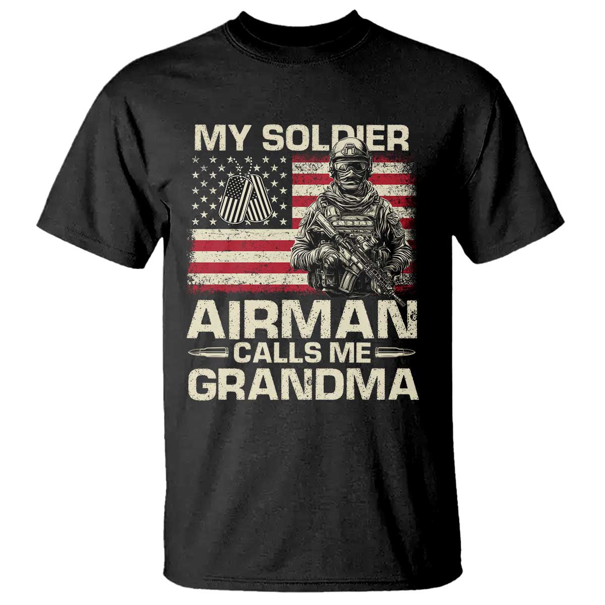 Proud Air Force Grandma T Shirt My Soldier Airman Calls Me Grandma US Flag TS10 Black Print Your Wear