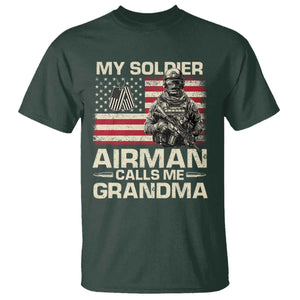 Proud Air Force Grandma T Shirt My Soldier Airman Calls Me Grandma US Flag TS10 Dark Forest Green Print Your Wear