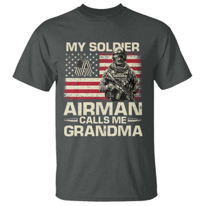 Proud Air Force Grandma T Shirt My Soldier Airman Calls Me Grandma US Flag TS10 Dark Heather Print Your Wear
