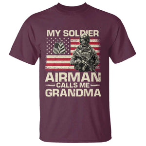 Proud Air Force Grandma T Shirt My Soldier Airman Calls Me Grandma US Flag TS10 Maroon Print Your Wear