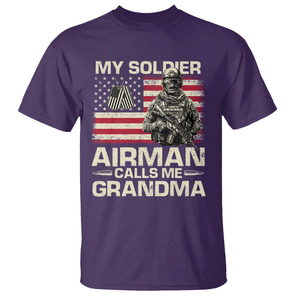 Proud Air Force Grandma T Shirt My Soldier Airman Calls Me Grandma US Flag TS10 Purple Print Your Wear