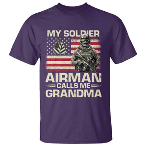 Proud Air Force Grandma T Shirt My Soldier Airman Calls Me Grandma US Flag TS10 Purple Print Your Wear