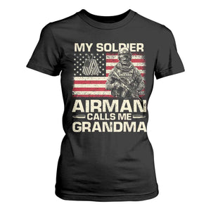 Proud Air Force Grandma T Shirt For Women My Soldier Airman Calls Me Grandma US Flag TS10 Black Print Your Wear