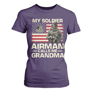 Proud Air Force Grandma T Shirt For Women My Soldier Airman Calls Me Grandma US Flag TS10 Purple Print Your Wear