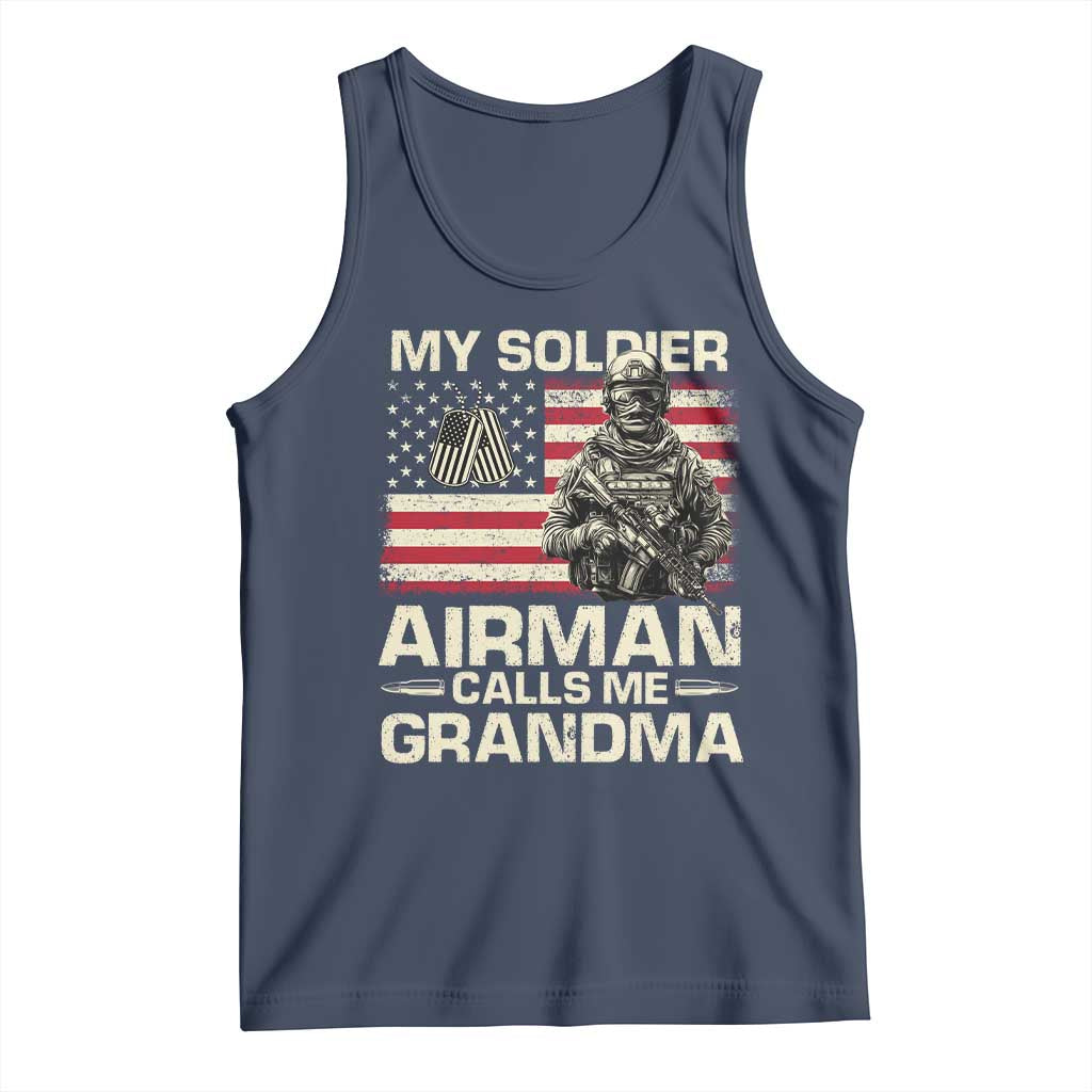 Proud Air Force Grandma Tank Top My Soldier Airman Calls Me Grandma US Flag TS10 Navy Print Your Wear