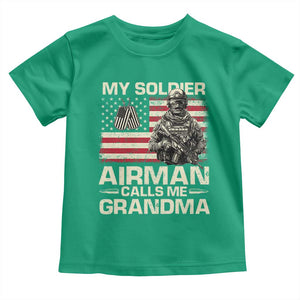 Proud Air Force Grandma Toddler T Shirt My Soldier Airman Calls Me Grandma US Flag TS10 Irish Green Print Your Wear