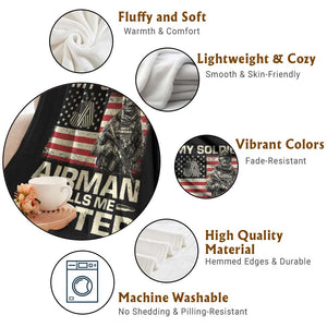 Proud Air Force Sister Throw Blanket My Soldier Airman Calls Me Sister US Flag TS10 Print Your Wear