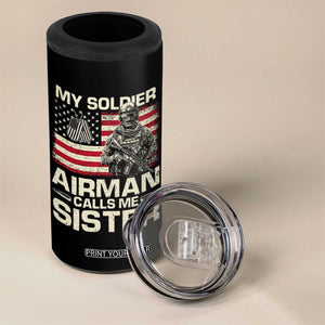 Proud Air Force Sister 4 in 1 Can Cooler Tumbler My Soldier Airman Calls Me Sister US Flag TS10 Print Your Wear