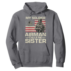 Proud Air Force Sister Hoodie My Soldier Airman Calls Me Sister US Flag TS10 Charcoal Print Your Wear