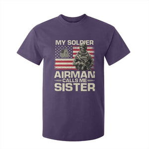 Proud Air Force Sister T Shirt For Kid My Soldier Airman Calls Me Sister US Flag TS10 Purple Print Your Wear