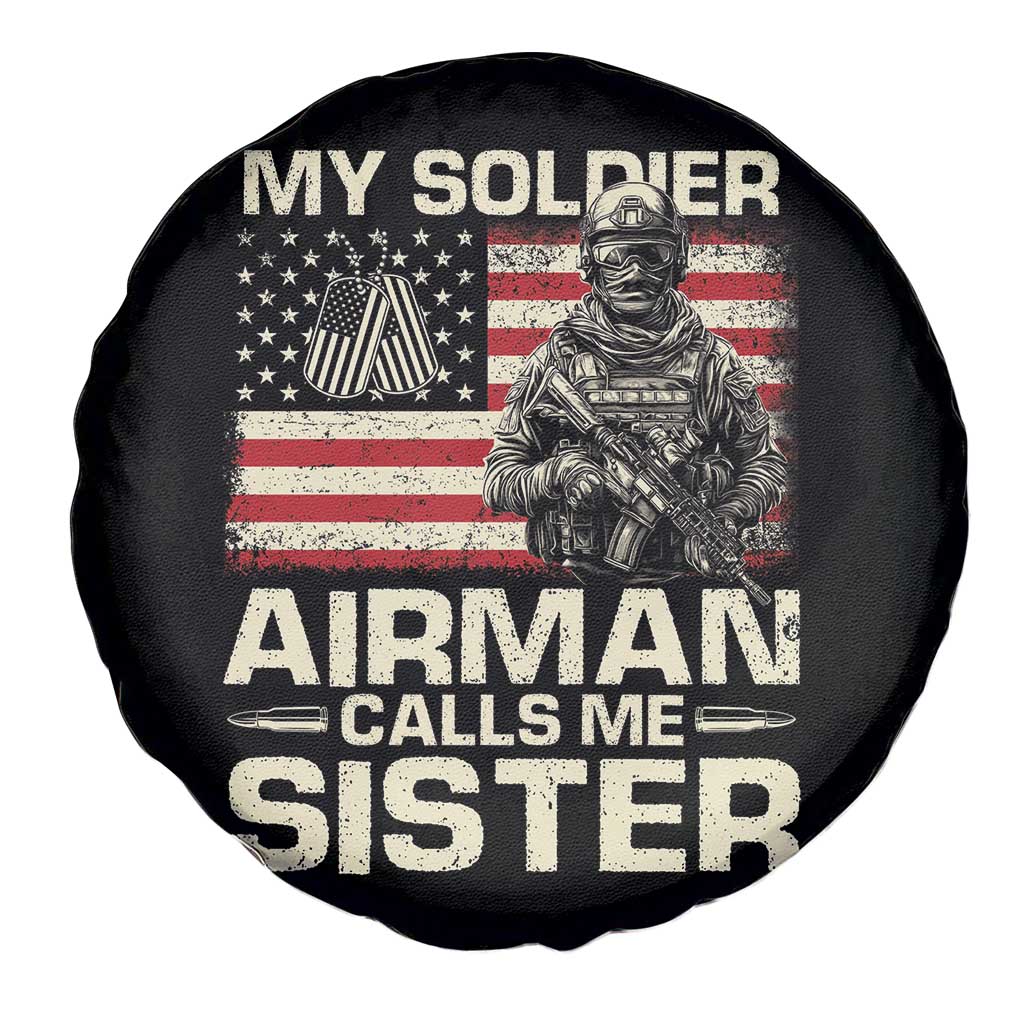 Proud Air Force Sister Spare Tire Cover My Soldier Airman Calls Me Sister US Flag TS10 Print Your Wear