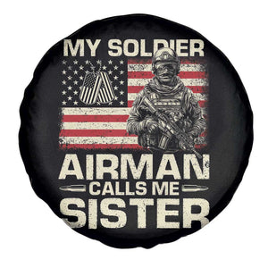 Proud Air Force Sister Spare Tire Cover My Soldier Airman Calls Me Sister US Flag TS10 Print Your Wear