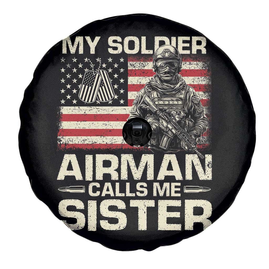 Proud Air Force Sister Spare Tire Cover My Soldier Airman Calls Me Sister US Flag TS10 Print Your Wear